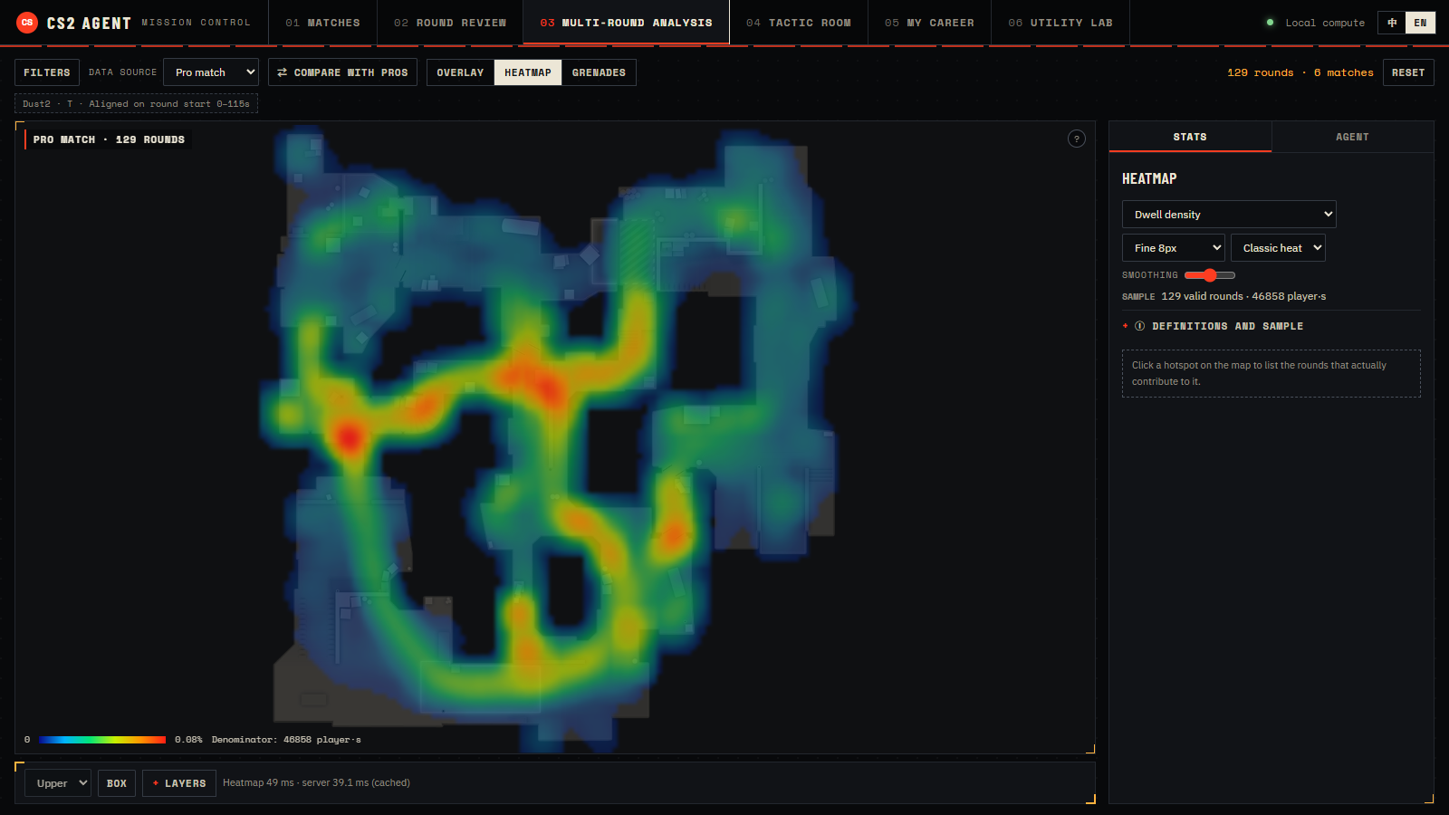 Heatmap overlay across many rounds